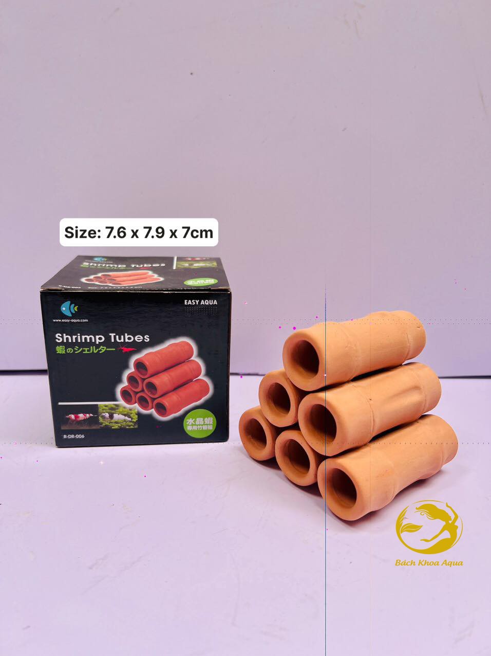 Ống gốm 6 đen - đỏ trang trí bể cá tép